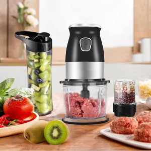 3 en 1 Robot De Cuisine Multifonction : Hachoir + Moulin Épices + Mixeur smoothie