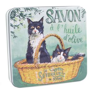Boîte Métal Chats Noirs Et Blancs & Savons 4x100g