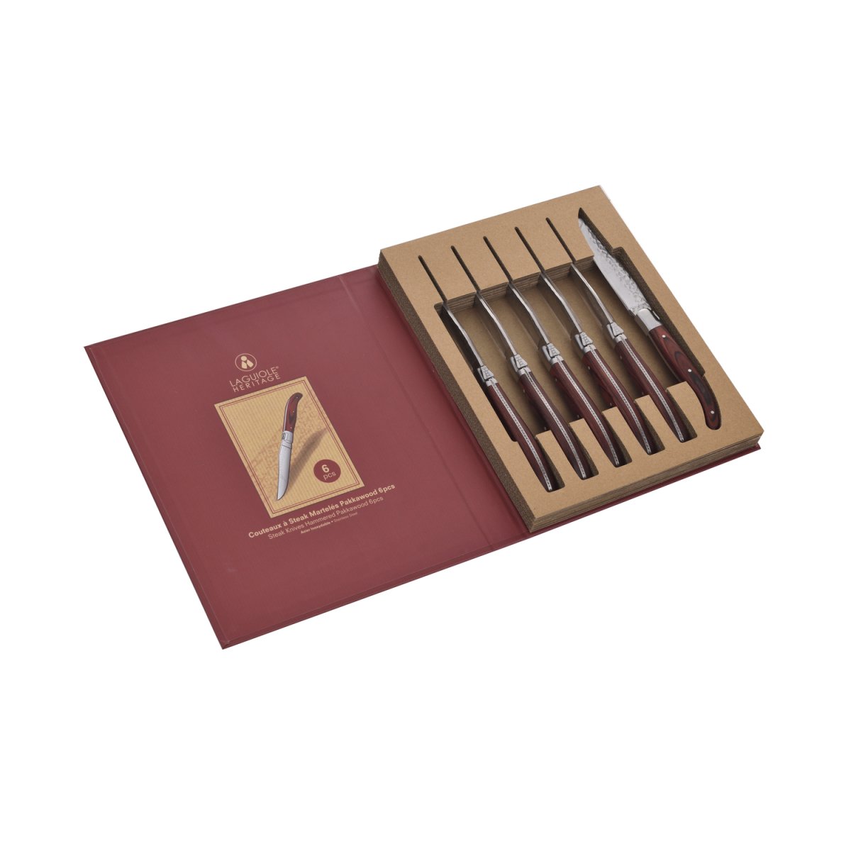 Coffret Couteaux à steak 6 pièces martelés en bois de Pakka – Image 2