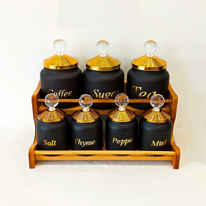 7 Pots A Épices Élégance Avec Support Pour Épices , Thé , Sucre , Café …