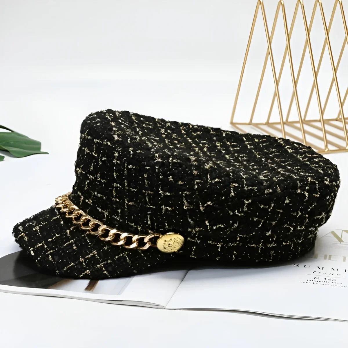 Béret Casquette Gavroche Femme à Chaine – Image 5