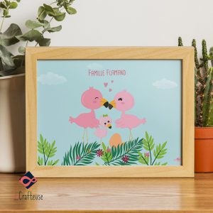 Affiche famille Flamants personnalisable
