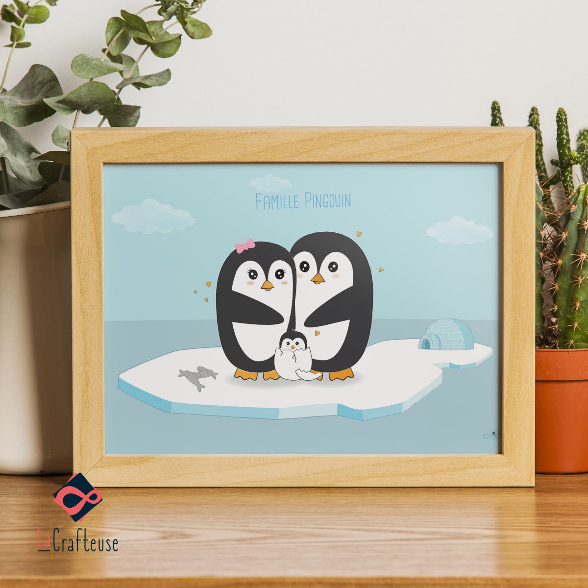 Affiche famille Pingouins personnalisable