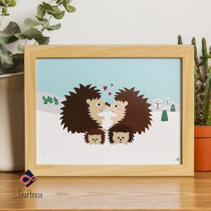 Affiche famille hérissons personnalisable