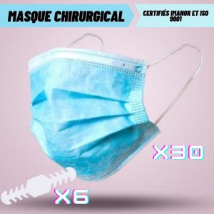 6 Attaches + 30 Masques Chirurgicaux (Lavable 10 fois) – BTW