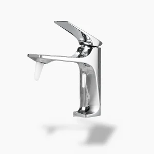 Robinet mitigeur lavabo chromé noir – Design carré moderne
