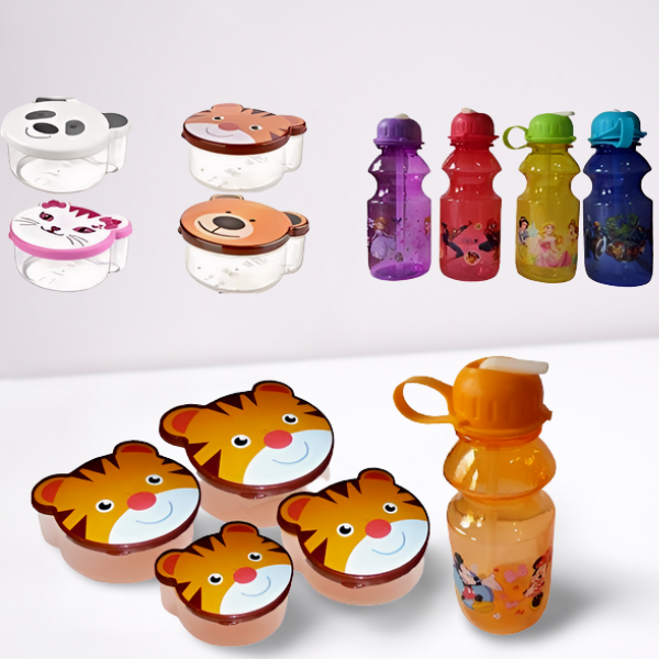 Pack Goûter Scolaire 1 – 4 Boîtes Repas + Gourde