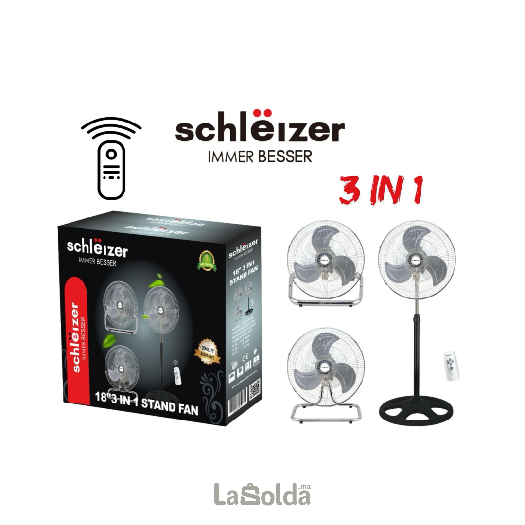 Ventilateur Schlëizer 3 en 1 – 18 pouces avec télécommande